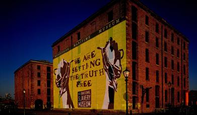 The exterior of the warehouse building that the Slavery Museum is located inside.